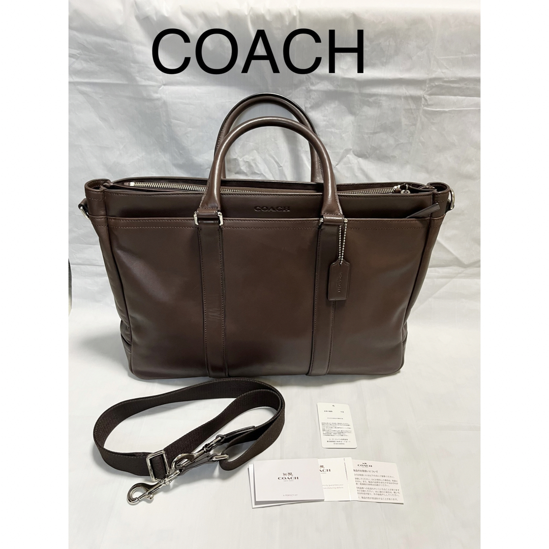 美品 COACH コーチ トートバッグ F70916 2way 茶ビジネスバッグ-