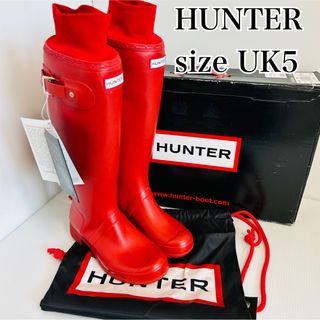 HUNTER 防水 レインブーツ ヒョウ柄 日本サイズ23cm UK4