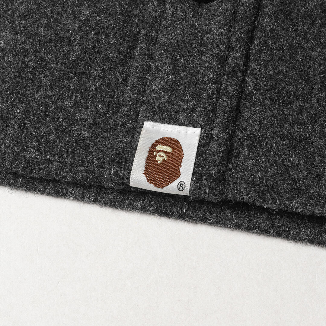 A BATHING APE(アベイシングエイプ)のA BATHING APE ア ベイシング エイプ シャツ サイズ:S ロゴ 刺繍 ボタンダウン ウール CPO シャツ グレー トップス カジュアルシャツ 長袖【メンズ】【中古】【美品】 メンズのトップス(シャツ)の商品写真