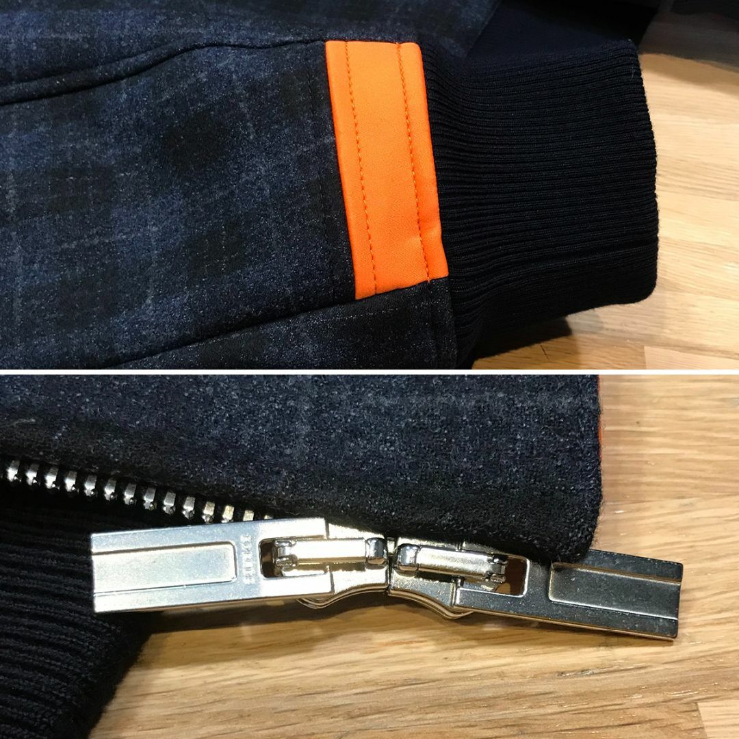 Hermes(エルメス)の超美品 エルメス ネイビー系 チェック柄 ブルゾン フライトジャケット 50 メンズのジャケット/アウター(ブルゾン)の商品写真