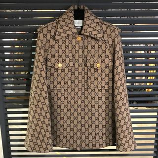 グッチ(Gucci)の新品同様 グッチ 現行 GGウール ポンチョ ケープ ベージュ XS レディース(ポンチョ)