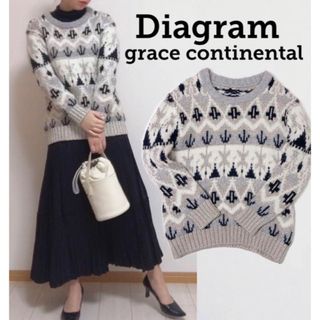 グレースコンチネンタル(GRACE CONTINENTAL)の大人可愛い♡【Diagram】ジャガード モヘヤ　ラメ糸　オーバーニット(ニット/セーター)