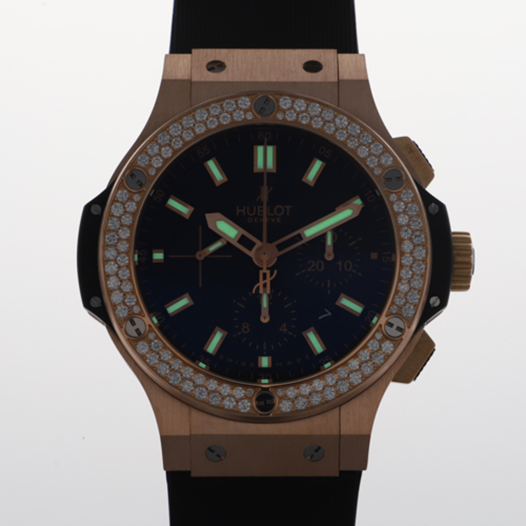 HUBLOT(ウブロ)の【118133】HUBLOT ウブロ  301.PX.1180.RX.1104 ビッグバン エボリューション ブラックダイヤル PG/ラバー 自動巻き ギャランティーカード 純正ボックス 腕時計 時計 WATCH メンズ 男性 男 紳士【中古】 メンズの時計(腕時計(アナログ))の商品写真