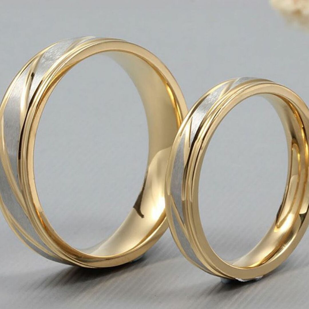 ゴールド カットリング ペアリング プラチナ マッド加工 結婚指輪