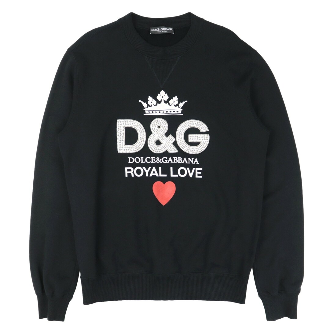 美品 ドルチェアンドガッバーナ D&G クリスタルロゴ スウェット メンズ 黒 50 クラウン ハート トレーナー ROYAL LOVE DOLCE&GABBANA