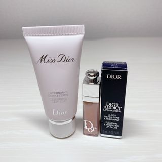 クリスチャンディオール(Christian Dior)の【未使用品】ミスディオール ボディ ミルク 20ml、リップマキシマイザー001(リップグロス)