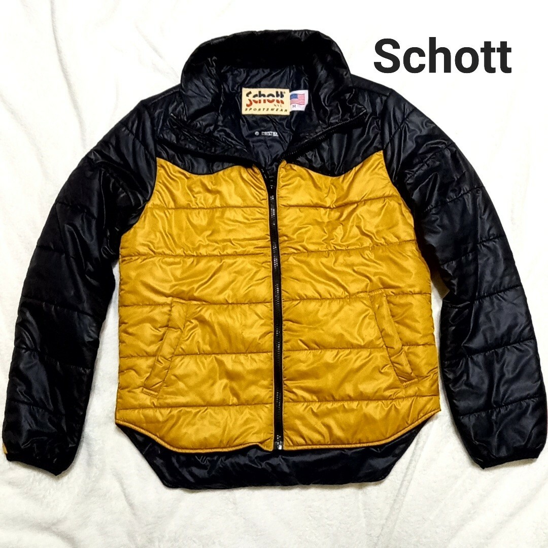 schott(ショット)の専用‼️schott ショット　ジャケット　イエロー　ブラック　黄色　サイズM メンズのジャケット/アウター(ダウンジャケット)の商品写真