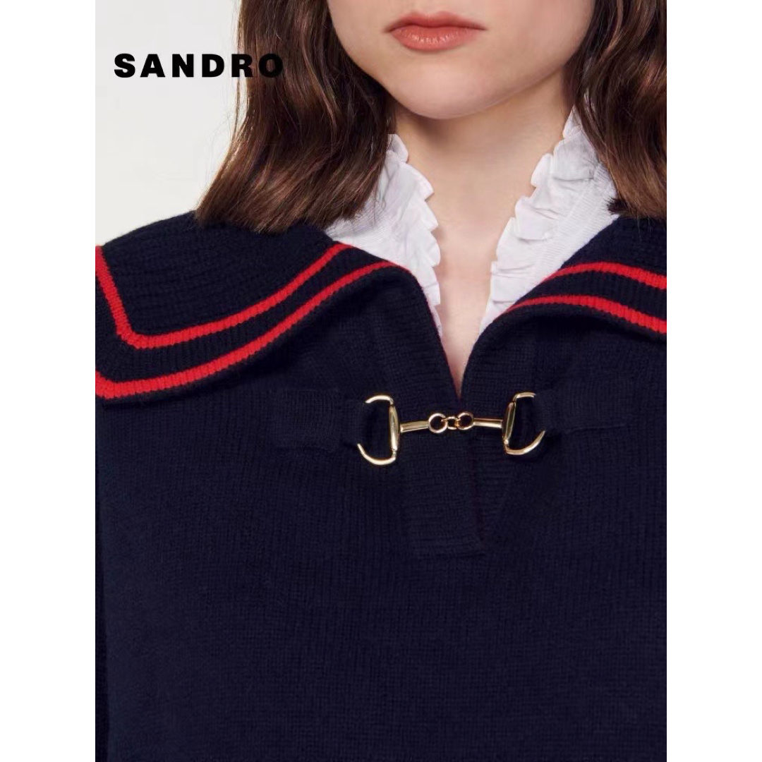 Sandro(サンドロ)のSandro2023新品　紺色　ニット　セーター レディースのトップス(ニット/セーター)の商品写真