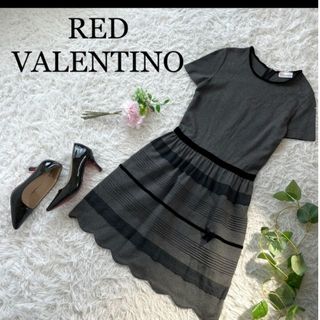 RED VALENTINO - RED VALENTINO ワンピース 40(M位) ピンクx緑x青等(総