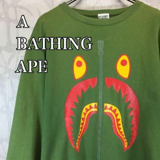 アベイシングエイプ(A BATHING APE)の【激レア】アベイシングエイプ　スウェット　シャーク　グリーン　日本製(スウェット)