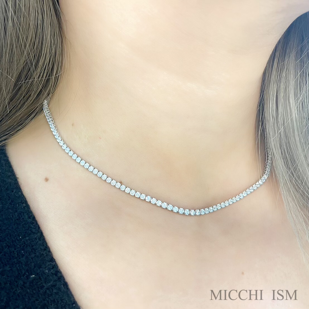 高級テニスチェーンネックレス2mm ジルコニア シルバー925刻印 高級テニスチェーンネックレス2mm ジルコニア シルバー925刻印