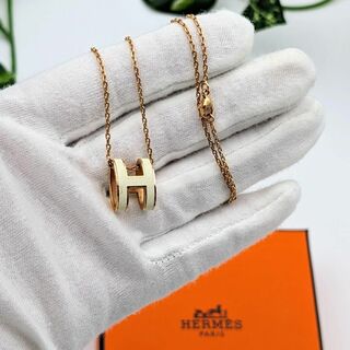 エルメス(Hermes)のエルメス ポップアッシュ H ネックレス ホワイト ピンクゴールド 箱付き(ネックレス)