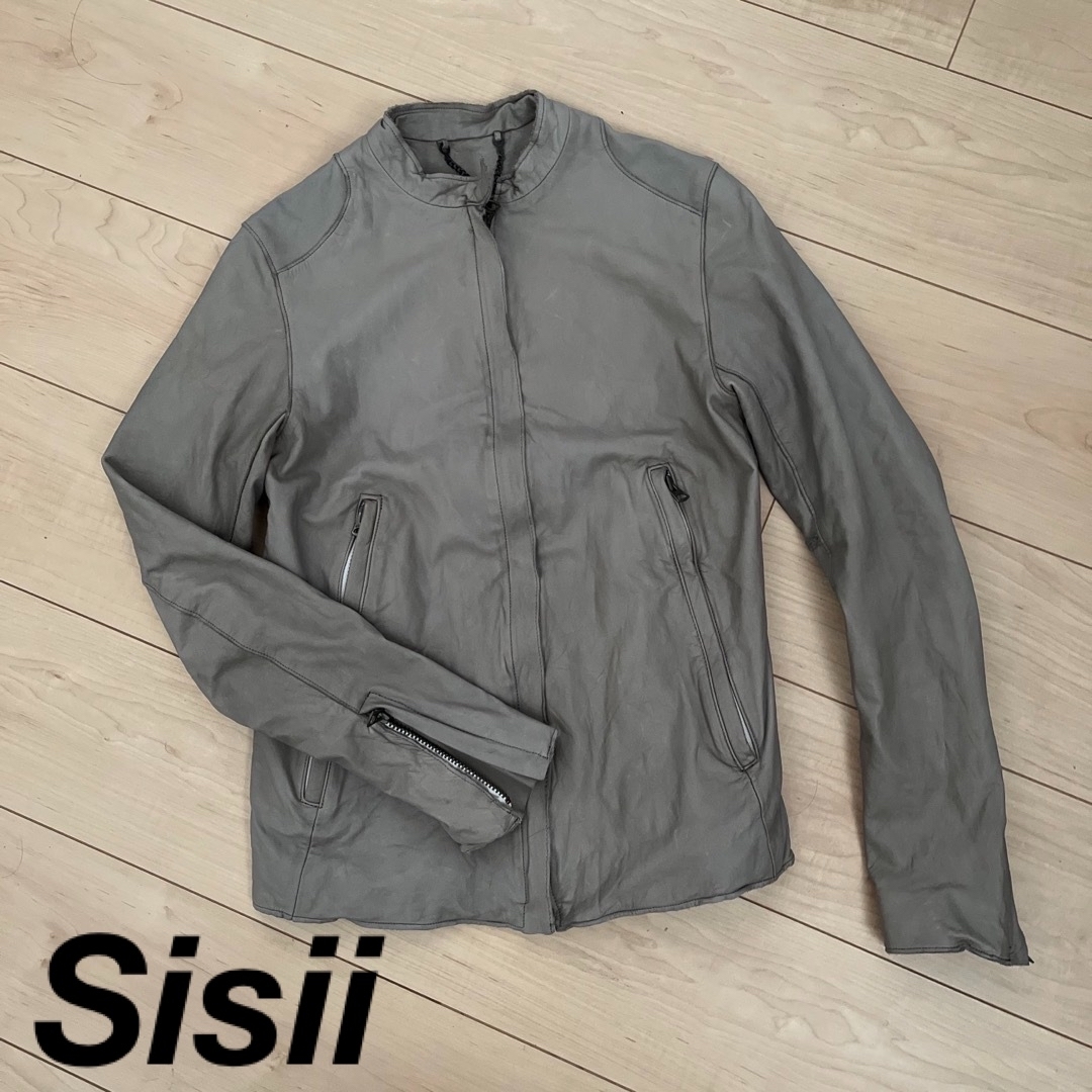 通販店 洗える Sisii シシ グレー レザー シングルレザーライダース