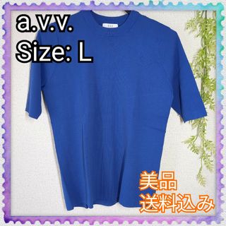 アーヴェヴェ(a.v.v)の美品♪a.v.v アーヴェヴェ 半袖ニット Lサイズ ニット ブルー(ニット/セーター)