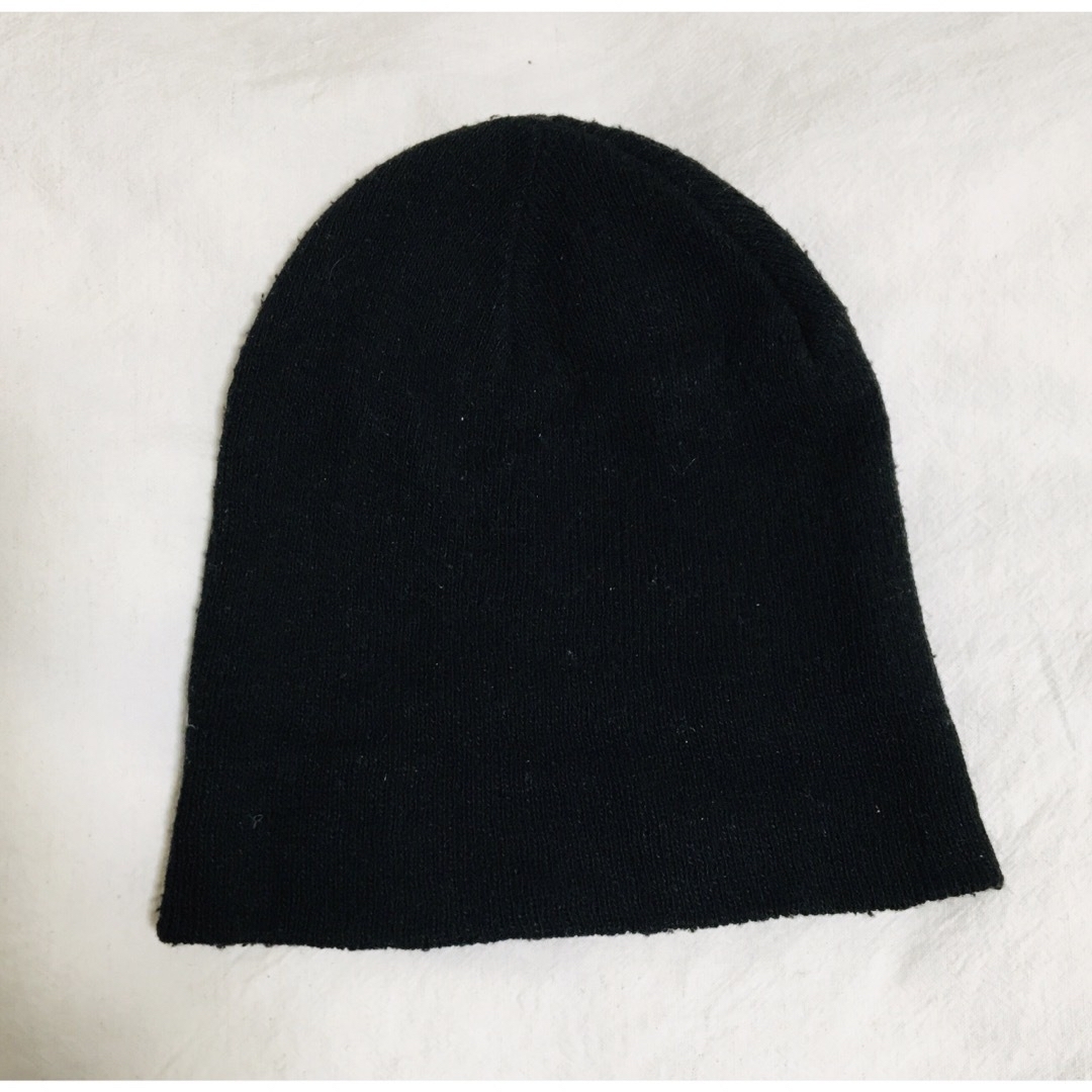 メンズ　ニット帽　黒　ブラック　深さ約23cm メンズの帽子(ニット帽/ビーニー)の商品写真