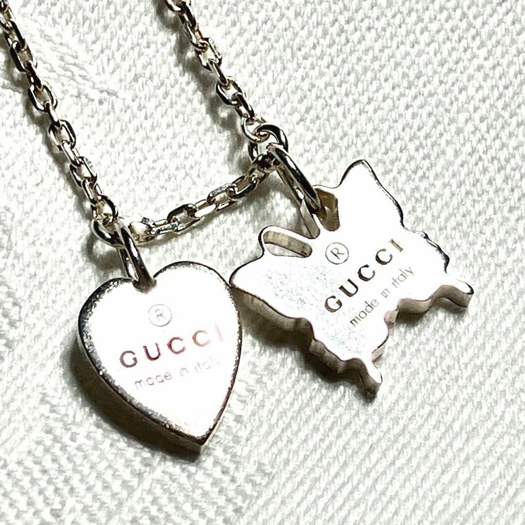 【特別価格】美品❤︎GUCCI グッチ ハート&バタフライ シルバーネックレス