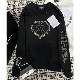 正規店購入 美品 シャネル CHANEL ロゴ ノースリ カットソー 黒色 36