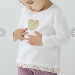 プティマイン(petit main)の＊新品＊80サイズ プティマイン petitmain フリル長袖Tシャツ(シャツ/カットソー)