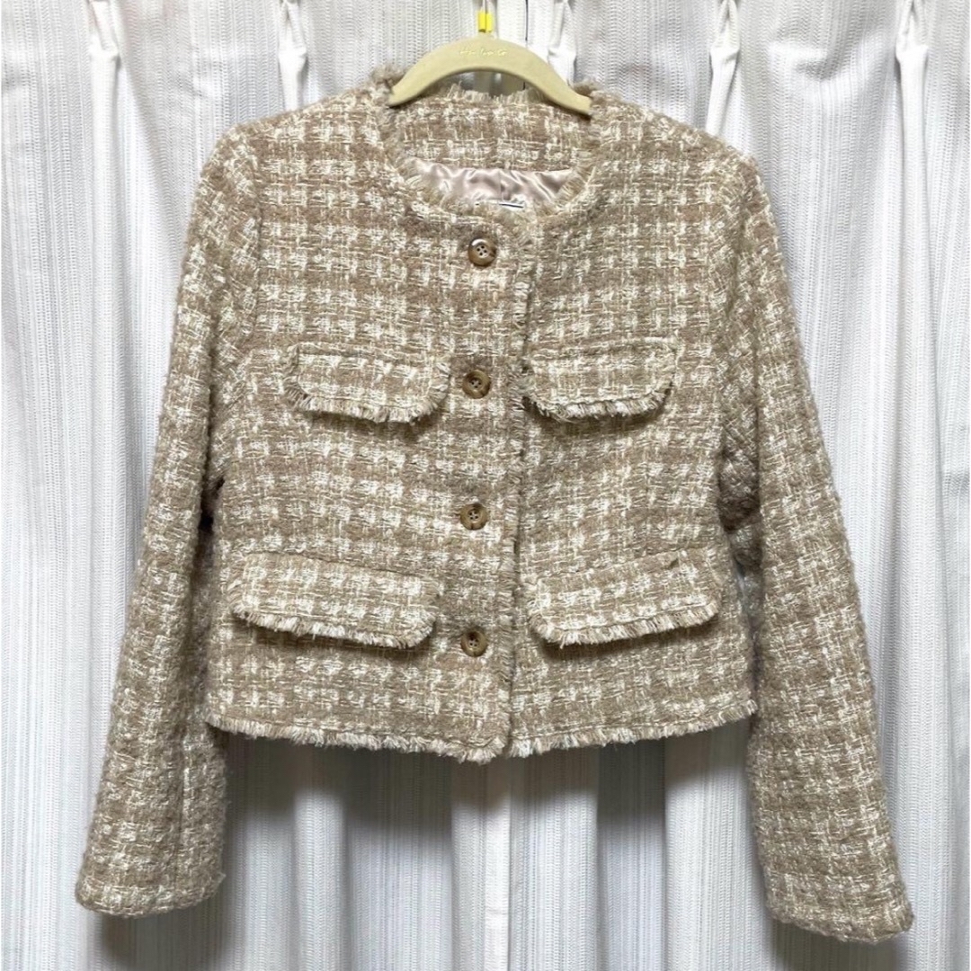 latteサイズherlipto Wool-Blend Fancy Tweed Jacket