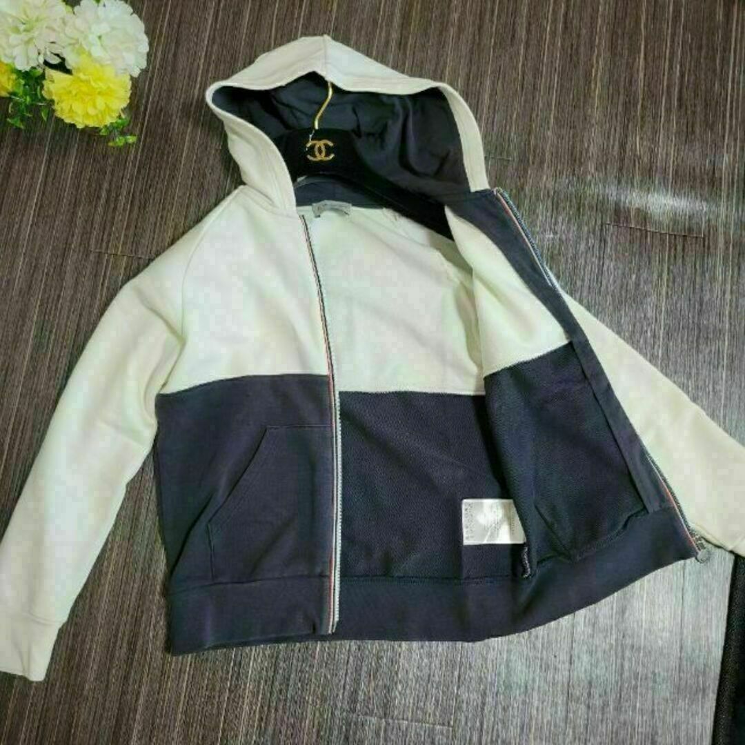 MONCLER - モンクレール 上品 ホワイト×ネイビー パーカー トレーナー