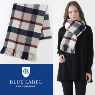 ブルーレーベルクレストブリッジ(BLUE LABEL CRESTBRIDGE)の定価3.5万　新品　タグ付　カシミヤクレストブリッジチェックストール ベージュ(マフラー/ショール)