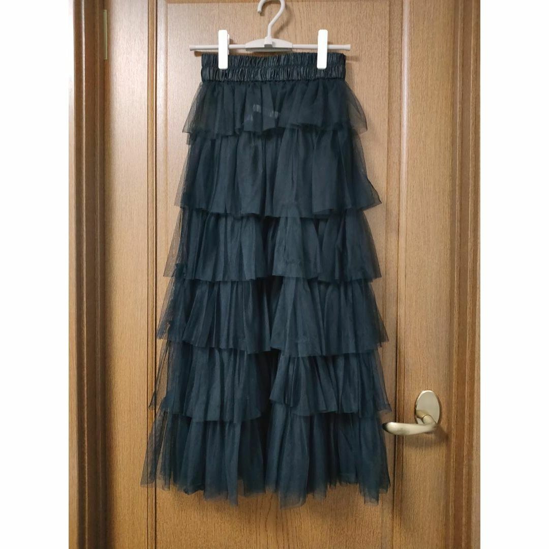 Ameri VINTAGE(アメリヴィンテージ)のAMERI ASYMMETRY TIERED TULLE SKIRT 正規品 レディースのスカート(ロングスカート)の商品写真