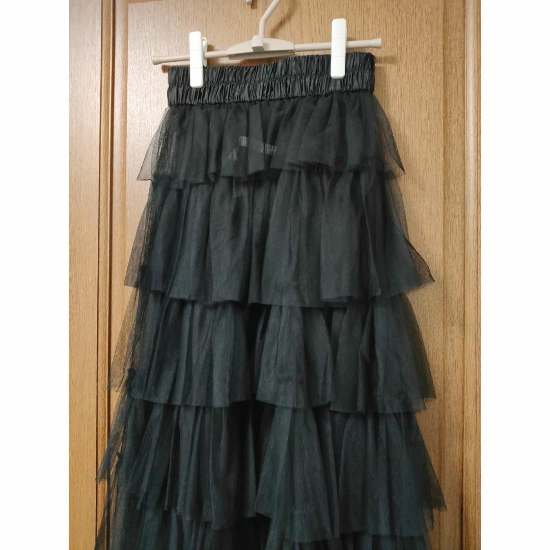 Ameri VINTAGE(アメリヴィンテージ)のAMERI ASYMMETRY TIERED TULLE SKIRT 正規品 レディースのスカート(ロングスカート)の商品写真