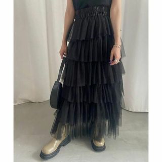 アメリヴィンテージ(Ameri VINTAGE)のAMERI ASYMMETRY TIERED TULLE SKIRT 正規品(ロングスカート)