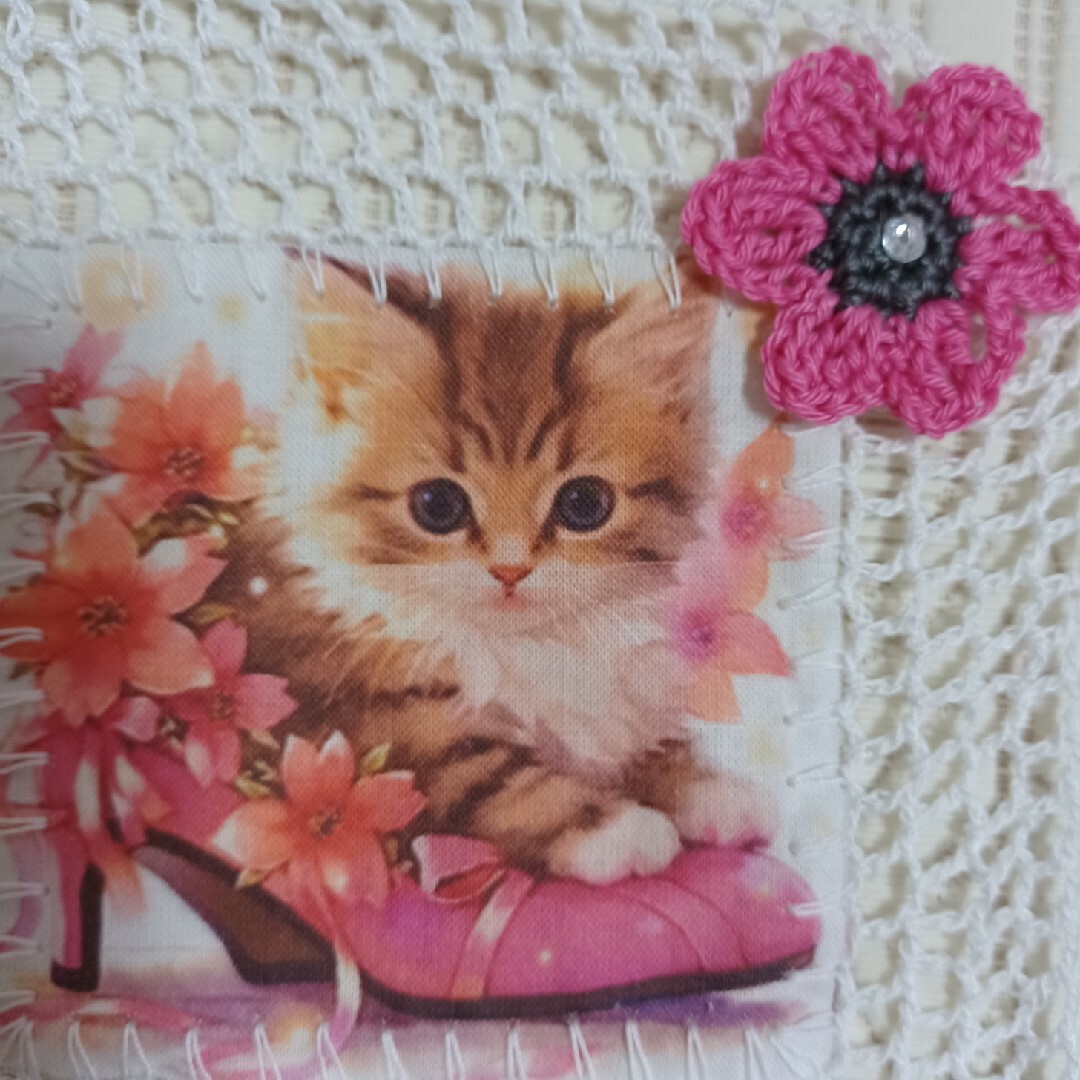 ハンドメイド 猫柄 ミニコースター