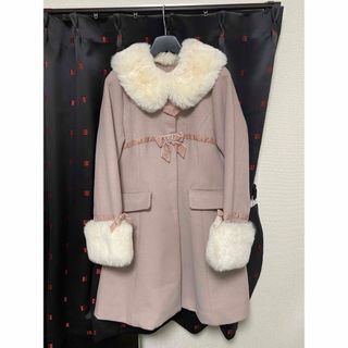 LIZ LISA♡ファー&リボン付ハートベルトバックりぼんコート♡ピンク-