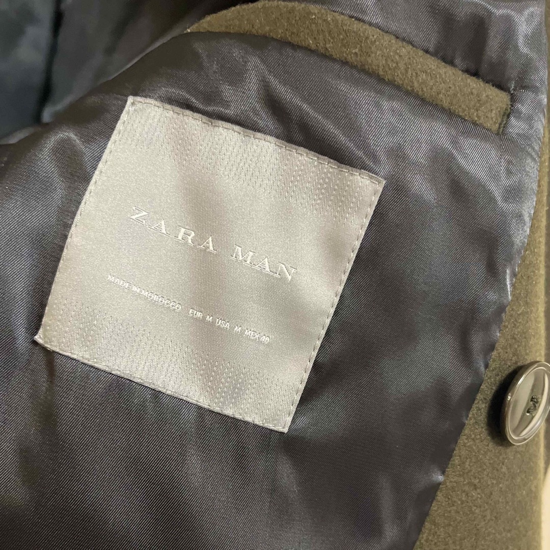 ZARA(ザラ)の新品 ZARA コート メンズ m チェスターコート ダークブラウン 黒 ウール メンズのジャケット/アウター(チェスターコート)の商品写真