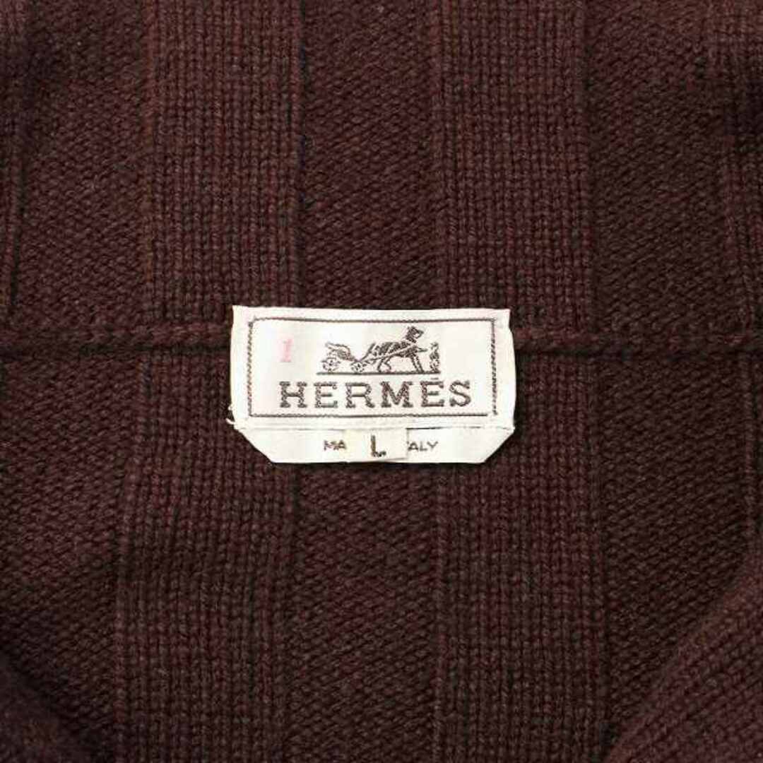 HERMES ハーフジップニット セーター ハイネック カシミア L ブラウン