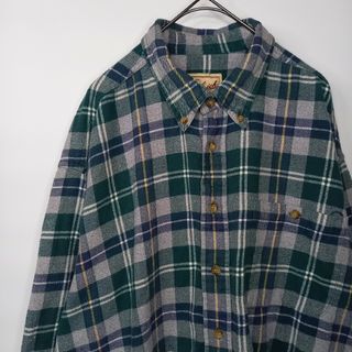 ウールリッチ(WOOLRICH)のウールリッチ　ライト　ネルシャツ　BDシャツ　長袖　チェック　グリーン　XL(シャツ)