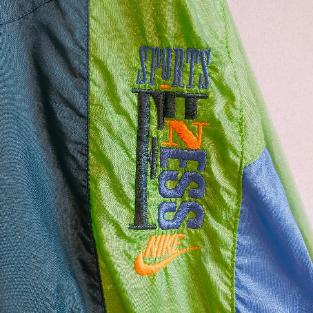 NIKE(ナイキ)の90s NIKE ナイキ　銀タグ　ナイロンジャケット　ネイビー　グリーン　2XL メンズのジャケット/アウター(ナイロンジャケット)の商品写真