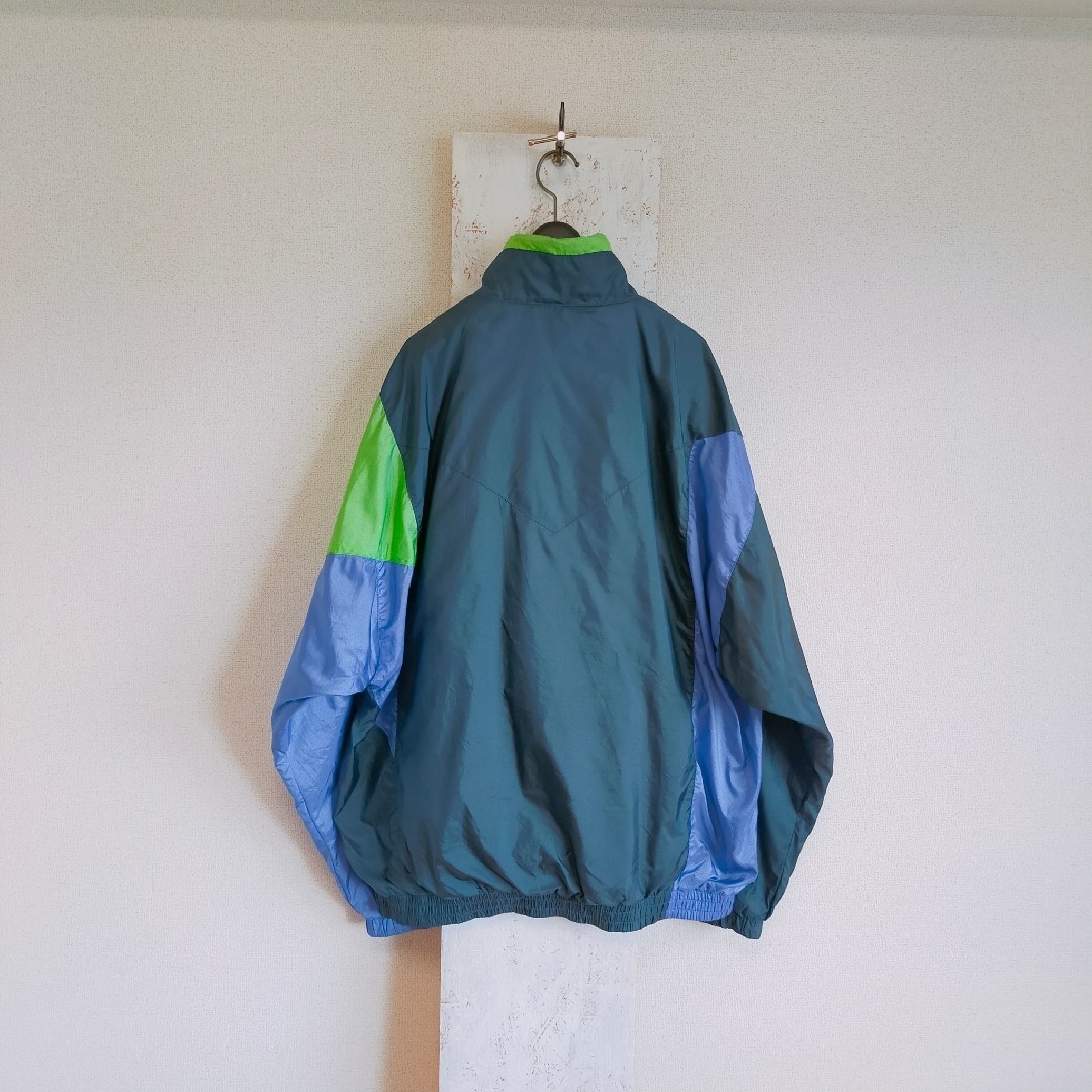 NIKE(ナイキ)の90s NIKE ナイキ　銀タグ　ナイロンジャケット　ネイビー　グリーン　2XL メンズのジャケット/アウター(ナイロンジャケット)の商品写真