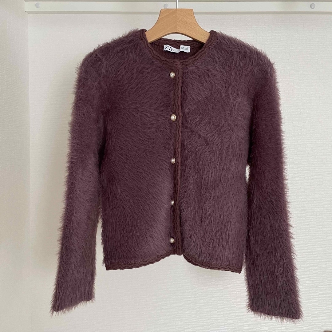 ZARA - ZARA フェイクファーニットカーディガンの通販 by yuka's shop
