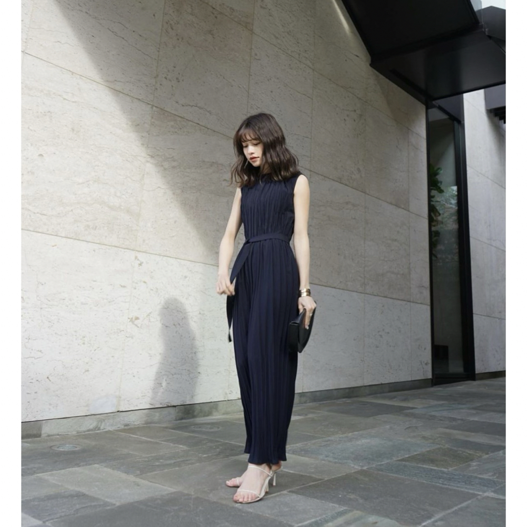 39orL'or Belted Pleats Dress ネイビー