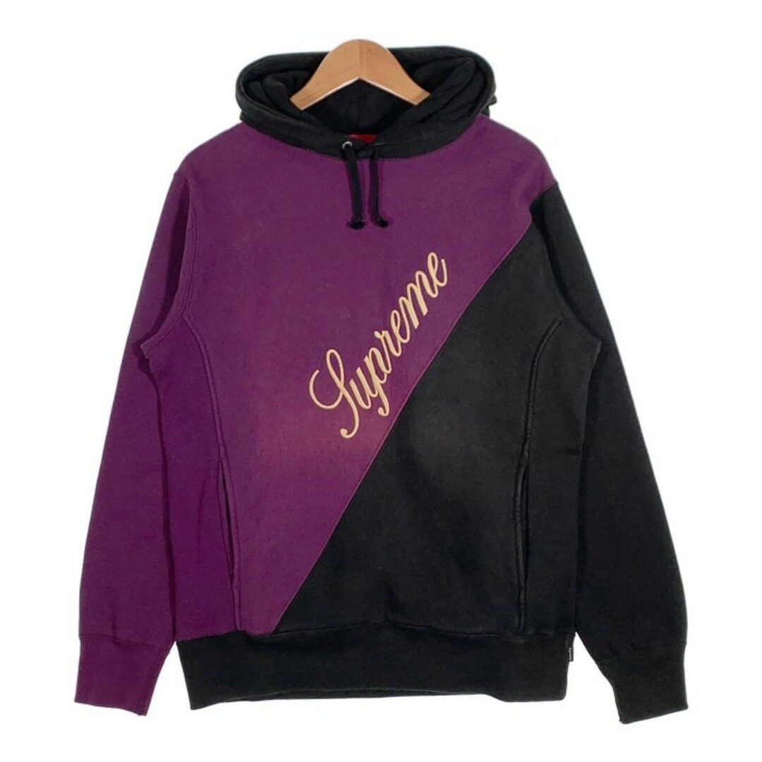 SUPREME シュプリーム 12AW Split Hooded Sweatshirt スプリット プルオーバースウェットパーカー パープル ブラック Size Mのサムネイル