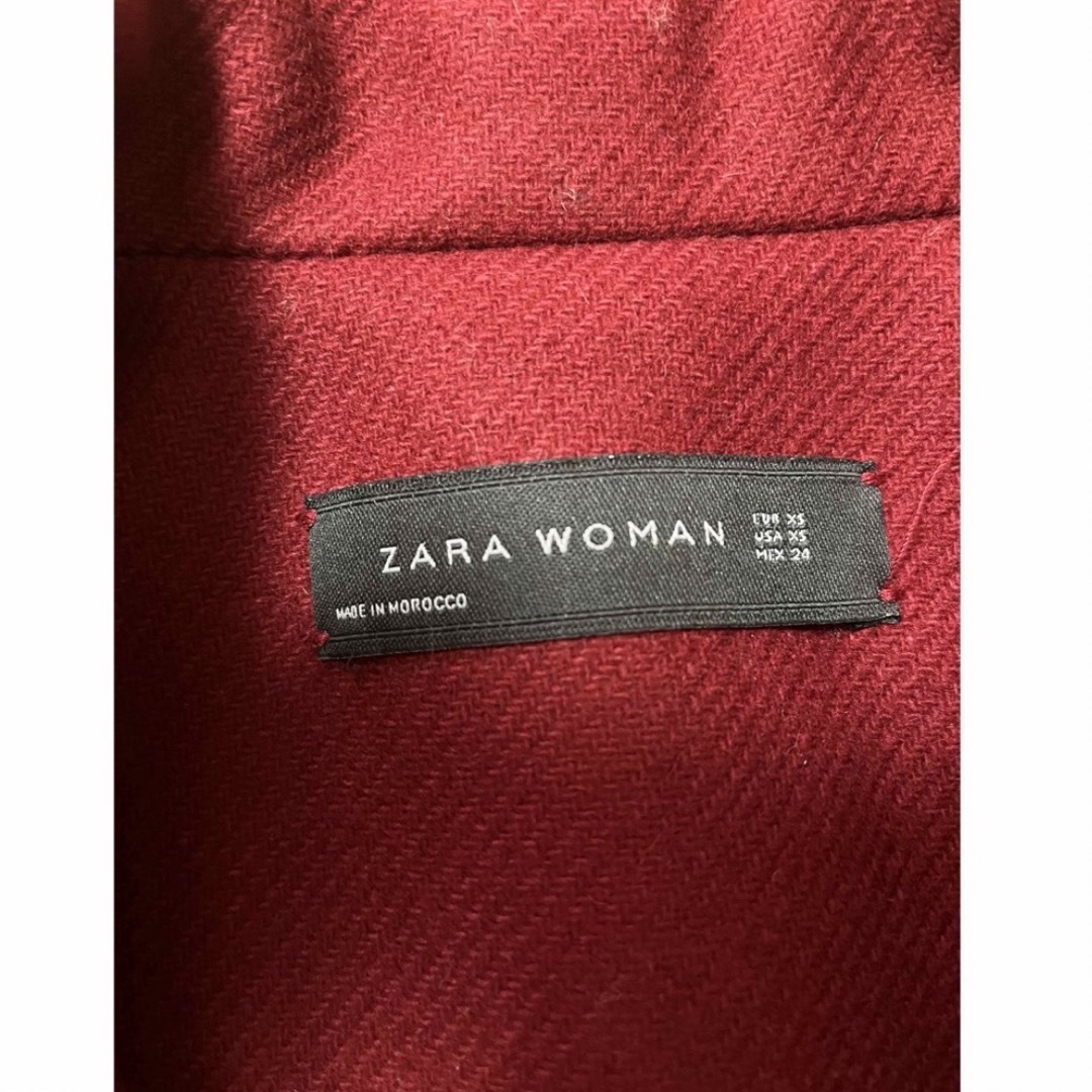 ZARA(ザラ)のZARA チェスターコート　膝丈コート　ワインレッド レディースのジャケット/アウター(チェスターコート)の商品写真