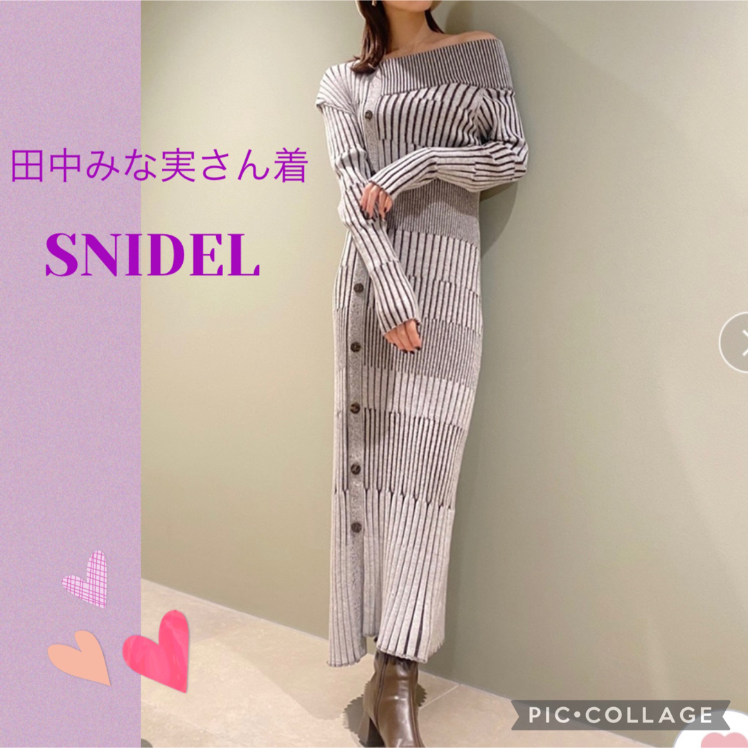 レディース田中みな実さん着☆ SNIDEL アシンメトリーボタンニットワンピース