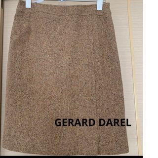 ◆古着◆GERARD DAREL ベージュ系ツイード　膝上　タイトスカート　9号(ひざ丈スカート)