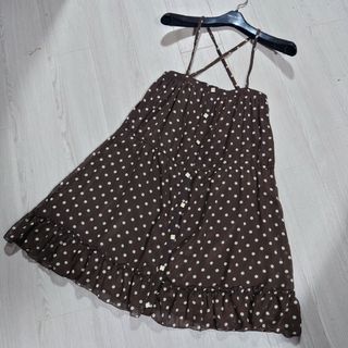 イング(INGNI)のU022*Used!!INGNI/イング★茶×ベージュ☆ドット柄キャミワンピース(ミニワンピース)