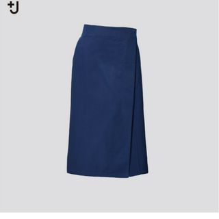 ユニクロ(UNIQLO)の【ユニクロ＋J】コットンリネンラップスカート　ブルー　70(ロングスカート)