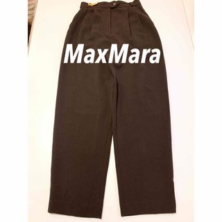 Max Mara - 美品✨Max Mara センタープレス スラックスパンツ リネン ... 美品✨Max Mara センタープレス スラックスパンツ リネン 黒 L 白タグ