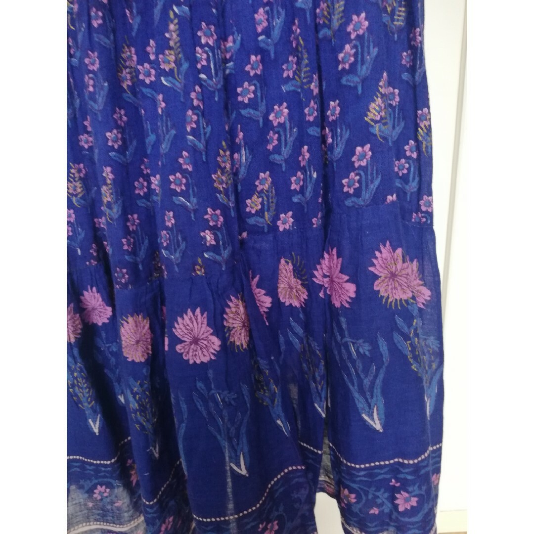 70s vintage  インド綿スカート　ブルーー70s