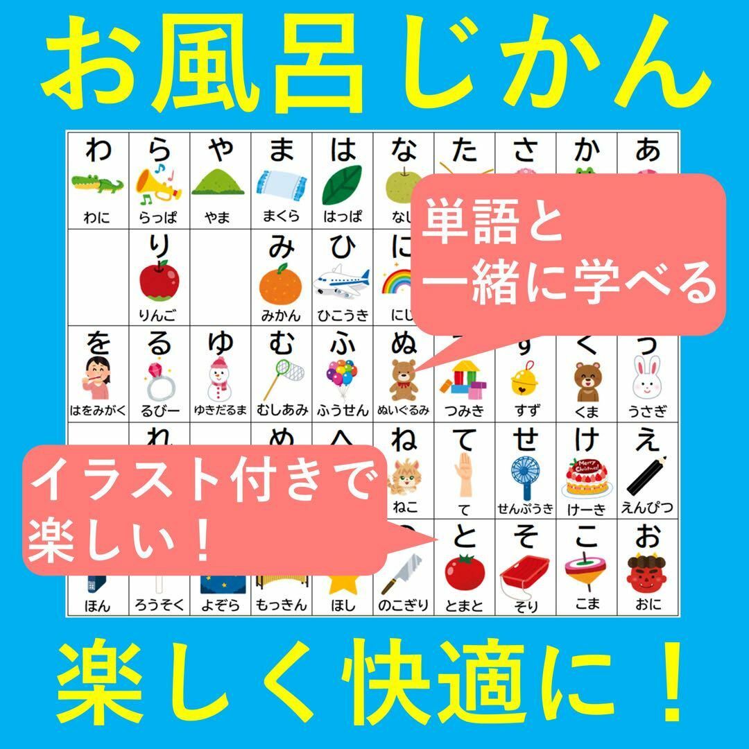 お風呂で楽しい！選べる！6枚セット お風呂ポスター あいうえお表 九九一覧表 キッズ/ベビー/マタニティのおもちゃ(お風呂のおもちゃ)の商品写真