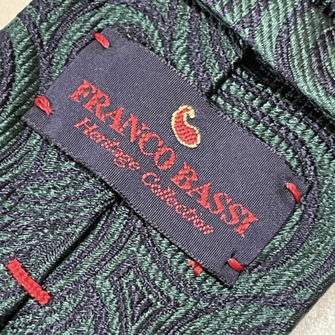 FRANCO BASSI(フランコバッシ)のフランコバッシ　FRANCO BASSI  ネクタイ　グリーン　織り柄  メンズのファッション小物(ネクタイ)の商品写真