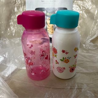 クリスマス特価タッパーウェア、お花柄エコボトル350ml２点×2セット(容器)