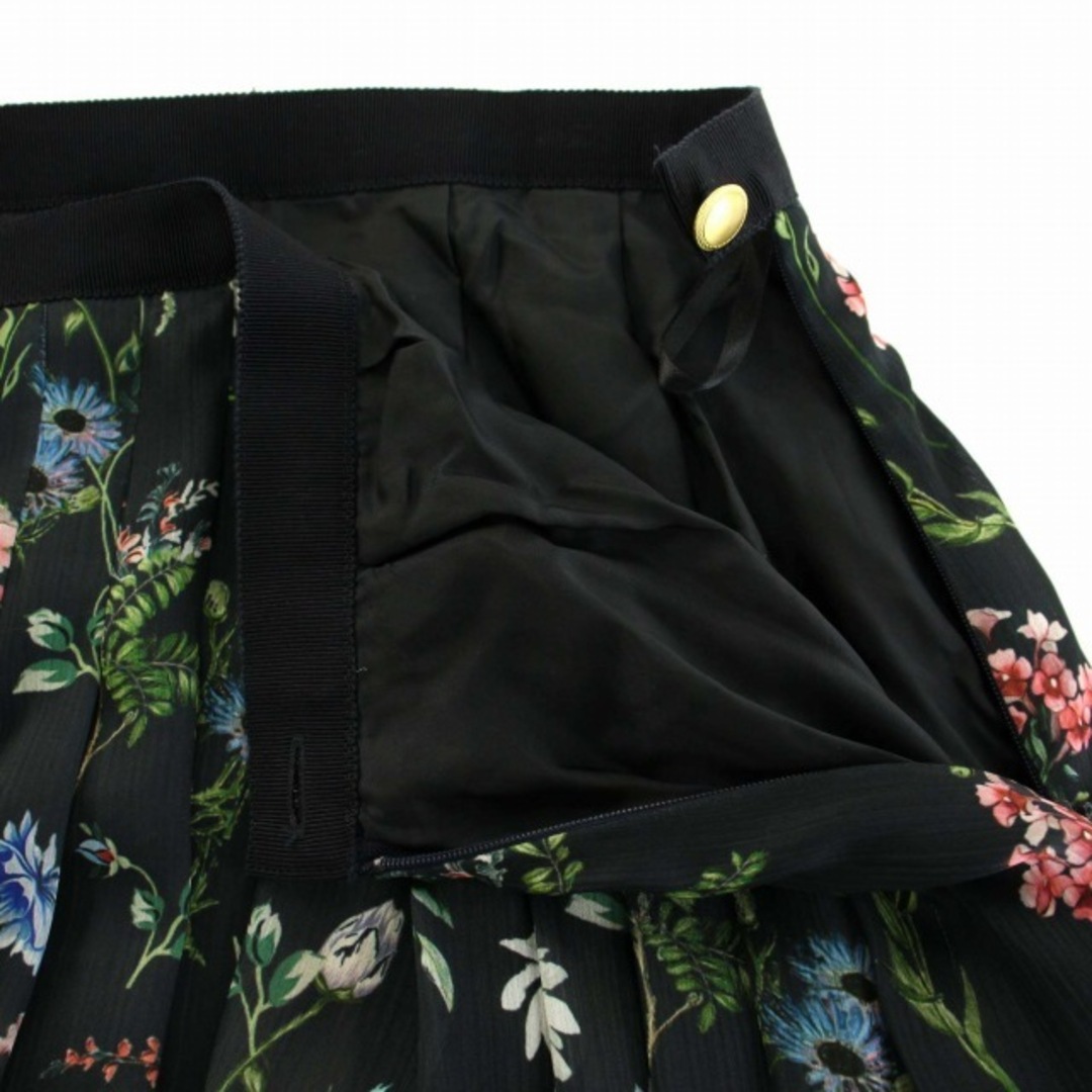 ANAYI(アナイ)のアナイ 20SS フレアスカート ロング ミモレ丈 花柄 サテン 36 S 紺 レディースのスカート(ロングスカート)の商品写真