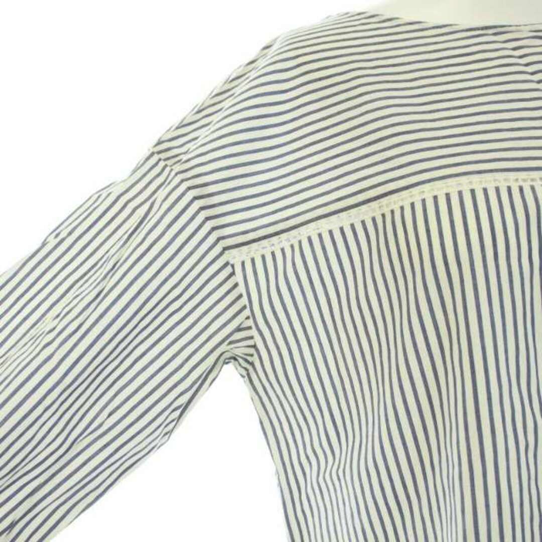 UNTITLED(アンタイトル)のアンタイトル シャツ ブラウス 長袖 ストライプ柄 ボートネック 白 青 レディースのトップス(シャツ/ブラウス(長袖/七分))の商品写真